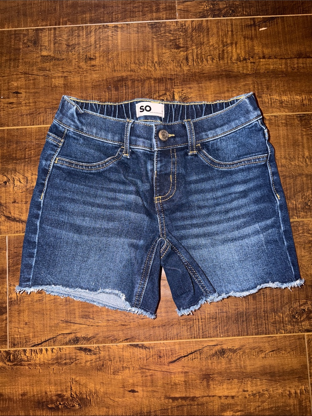 SO Indigo Cutoff Denim Shorts with Frayed Hem